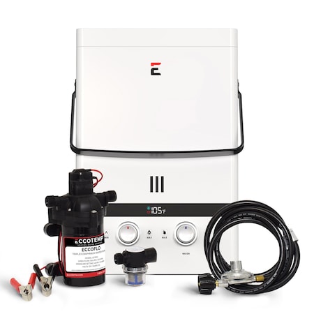 Eccotemp Luxe 1.85 GPM Outdoor Portable Tankless Water Heater w/ EccoFlo 12V Pump and Strainer EL7-PS